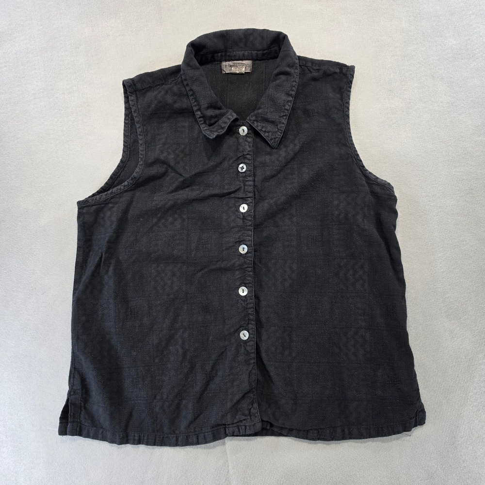 Vintage Putumayo Dark Academia Jacquard Vest Medium Cotton Goth Witchy Black